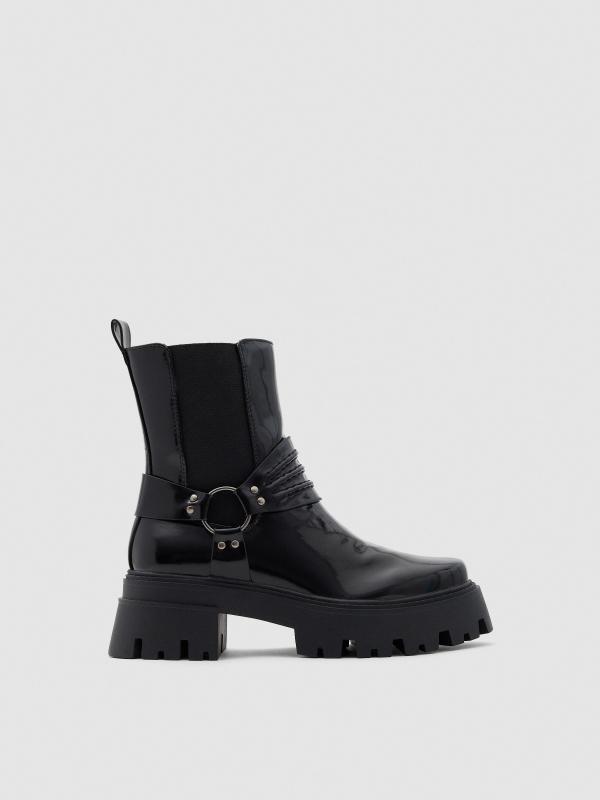 In side Botines charol con tiras