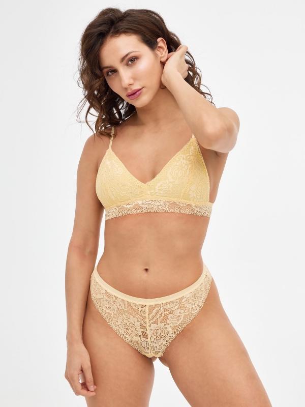 In side Braguita brasileña amarillo encaje