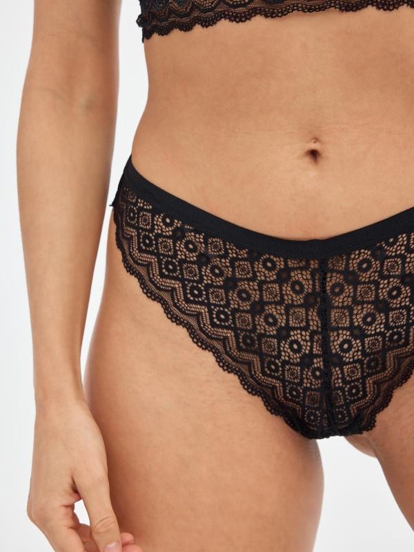 In Side Braguita Brasileña Negra Encaje