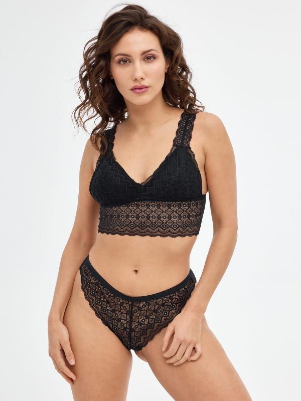In side Braguita brasileña negra encaje