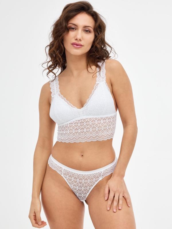 In Side Bralette Blanco De Encaje