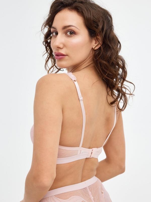In Side Bralette Encaje Rosa Sin Aros