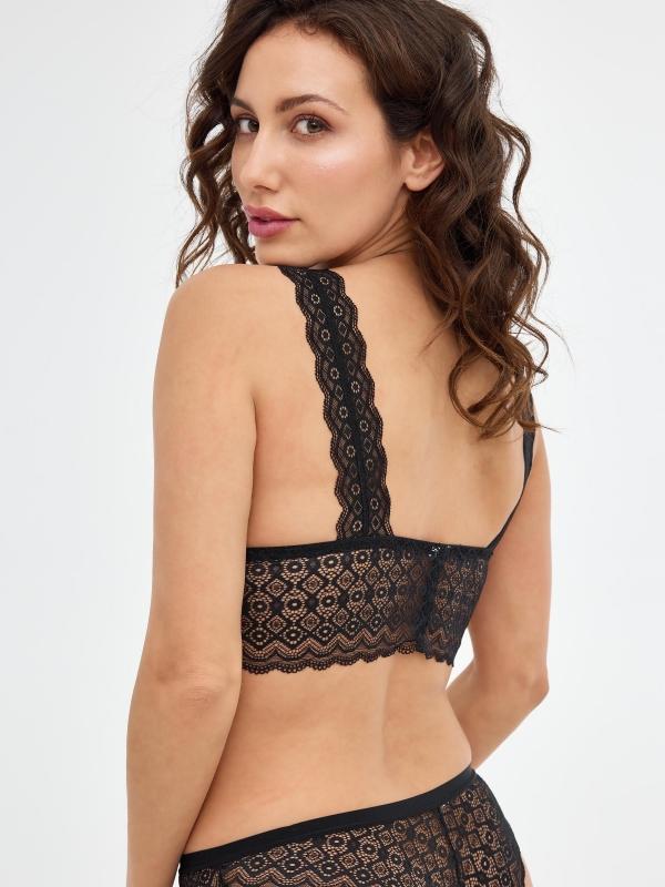 In Side Bralette Negro De Encaje