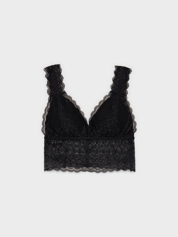 In Side Bralette Negro De Encaje