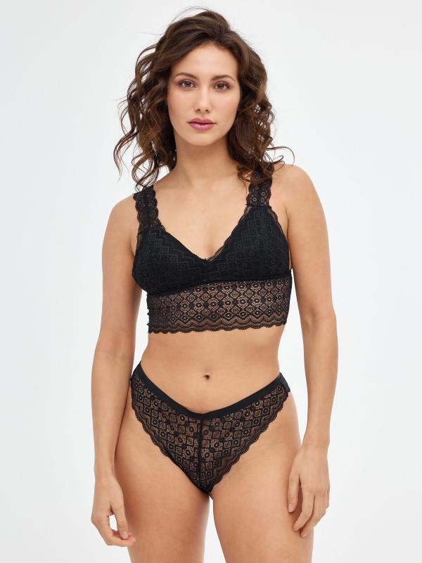 In side Bralette negro de encaje