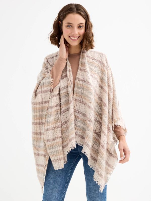 In side Bufanda poncho rayas beige