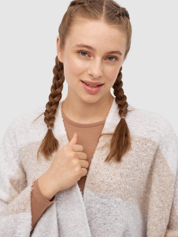 In Side Bufanda Tipo Poncho Color Block