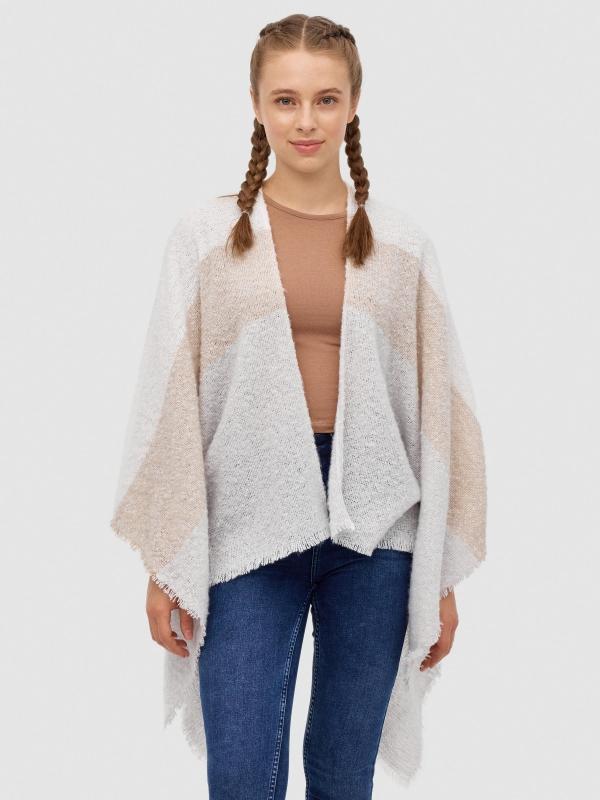 In side Bufanda tipo poncho color block