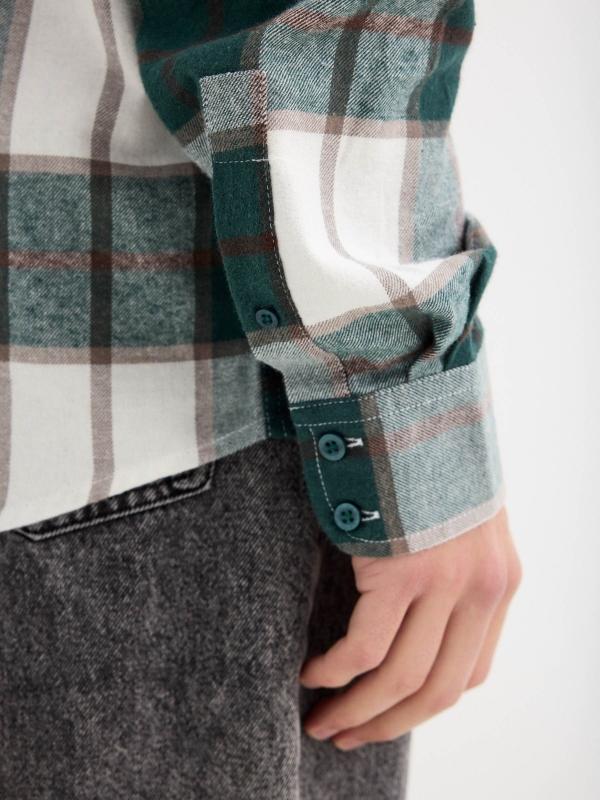 In Side Camisa A Cuadros De Franela Verde