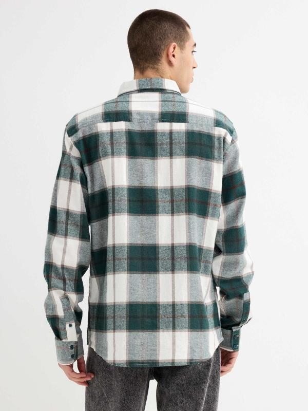 In Side Camisa A Cuadros De Franela Verde
