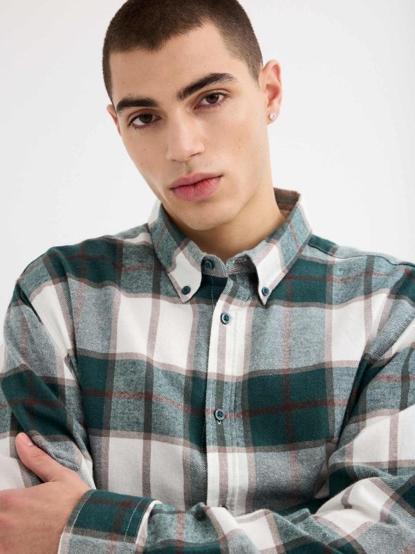 In side Camisa a cuadros de franela verde