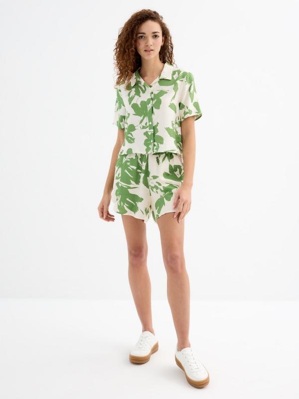 In Side Camisa Crop Manga Corta Estampado