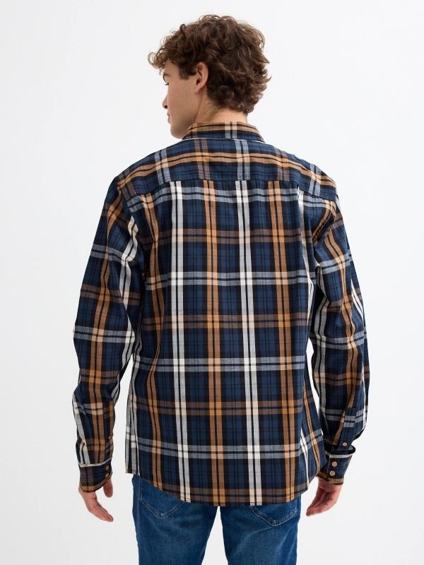 In Side Camisa Cuadros Azul Y Naranja
