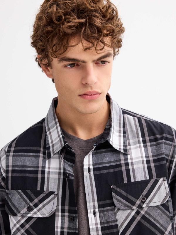 In Side Camisa Cuadros De Felpa