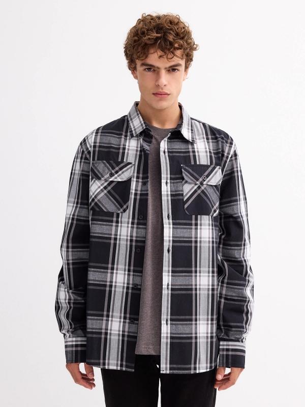 In side Camisa cuadros de felpa