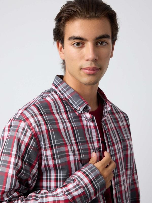 In Side Camisa De Algodón De Cuadros