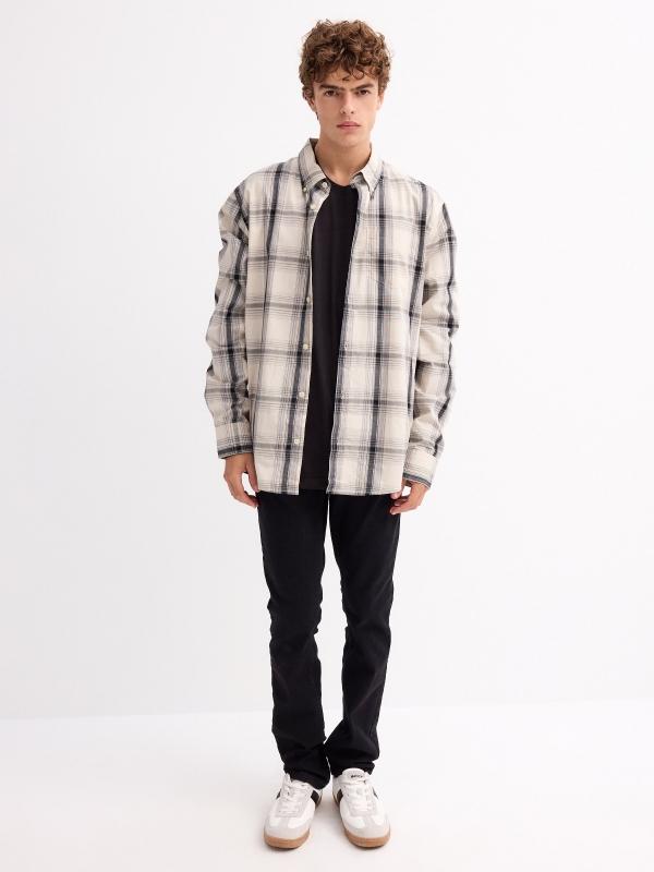 In Side Camisa De Cuadros Con Bolsillo