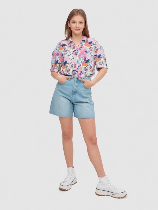 In Side Camisa Estampado Tropical