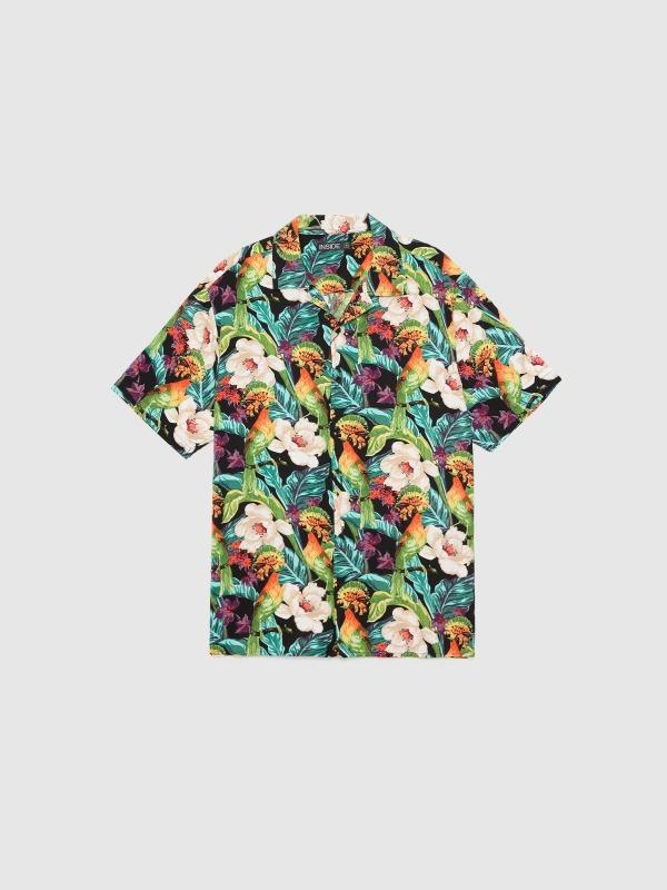 In Side Camisa Flores Tropicales