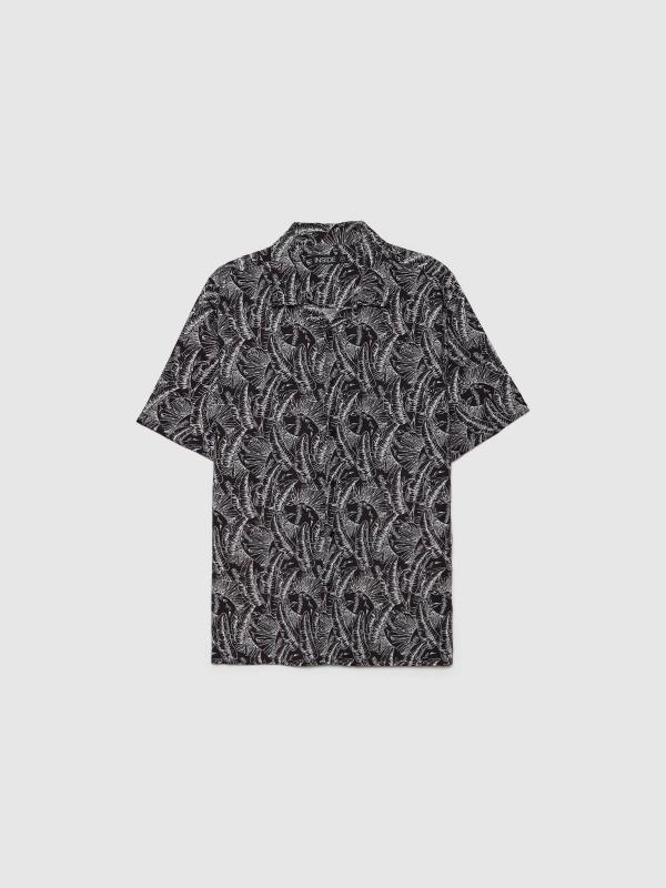 In Side Camisa Hojas Blanco Y Negro