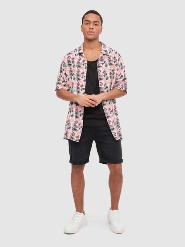 In Side Camisa Hojas De Palmera