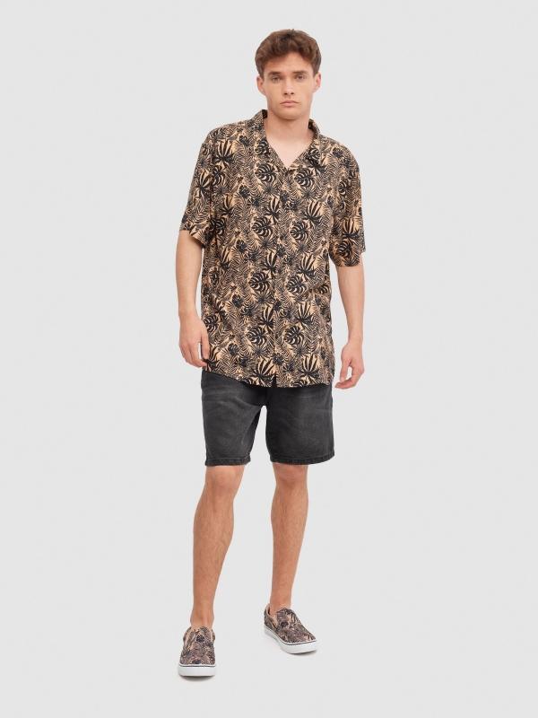 In Side Camisa Hojas Tropicales