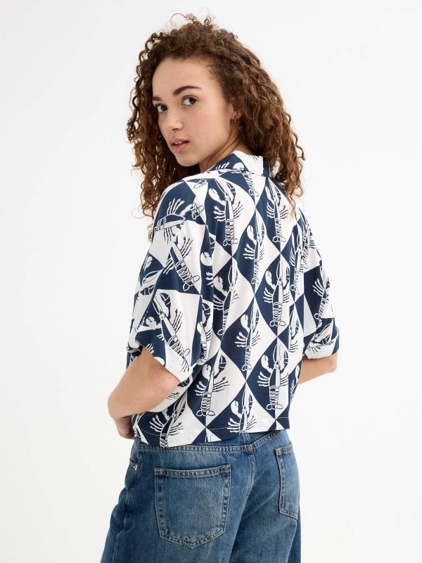 In Side Camisa Manga Corta Crop Langosta