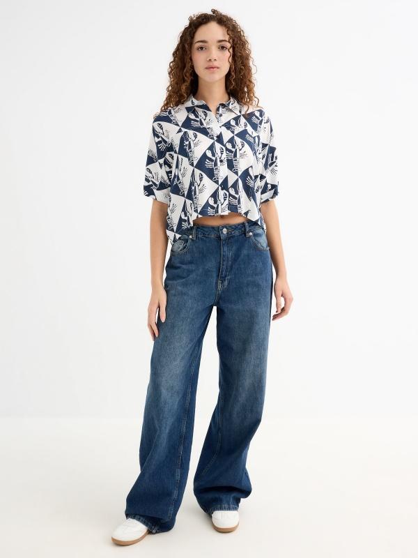 In Side Camisa Manga Corta Crop Langosta