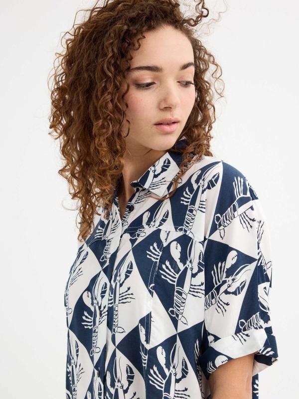 In Side Camisa Manga Corta Crop Langosta