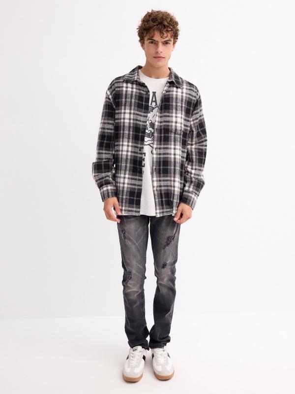 In Side Camisa Mini Cuadros Verdes