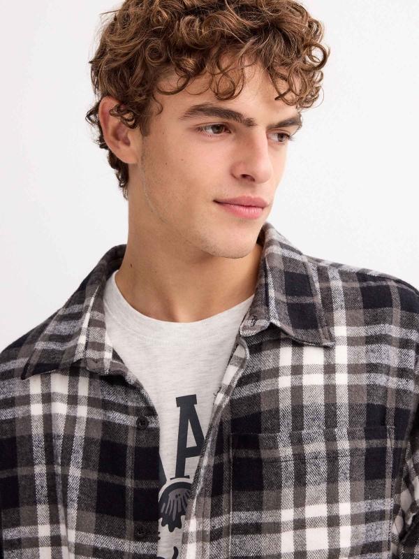 In Side Camisa Mini Cuadros Verdes