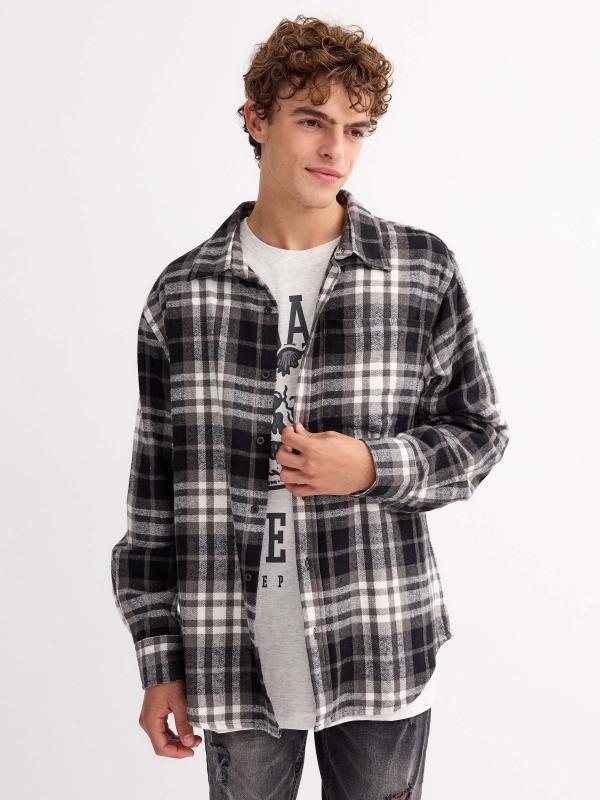 In Side Camisa Mini Cuadros Verdes