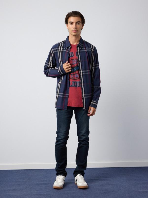 In Side Camisa Regular De Felpa De Cuadros