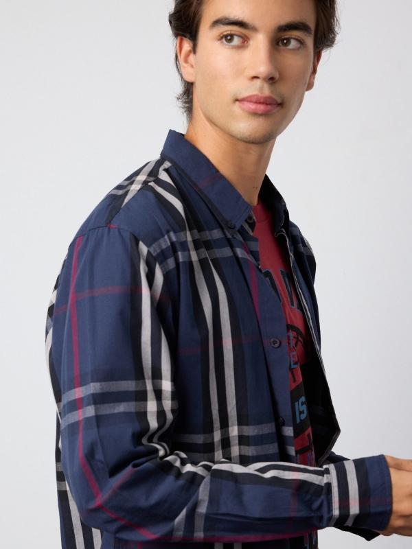 In Side Camisa Regular De Felpa De Cuadros