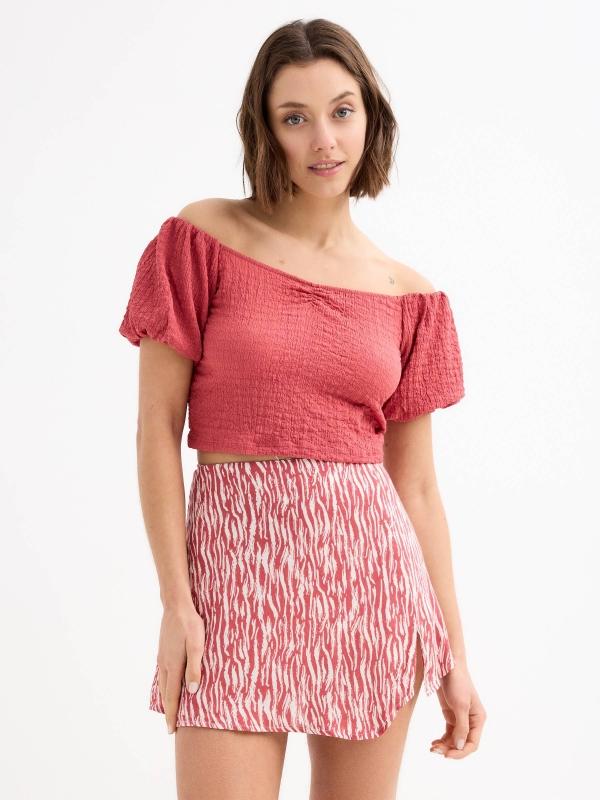 In side Camiseta abullonada escote corazón