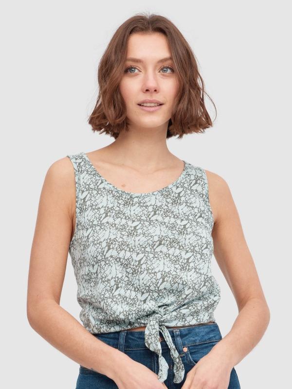 In side Camiseta anudada animal print