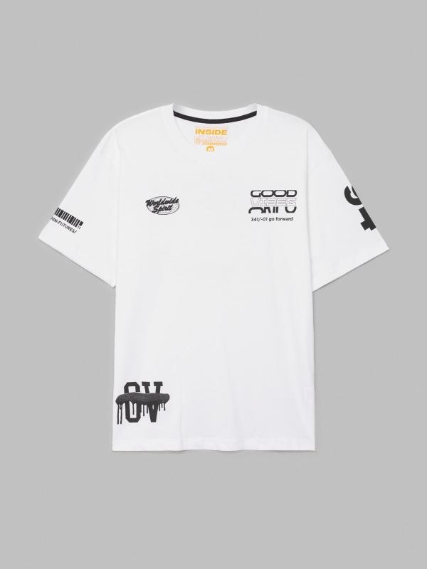 In Side Camiseta Blanca Estampada