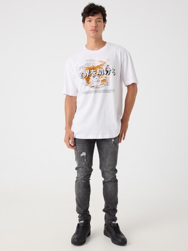 In Side Camiseta Blanca Estampada