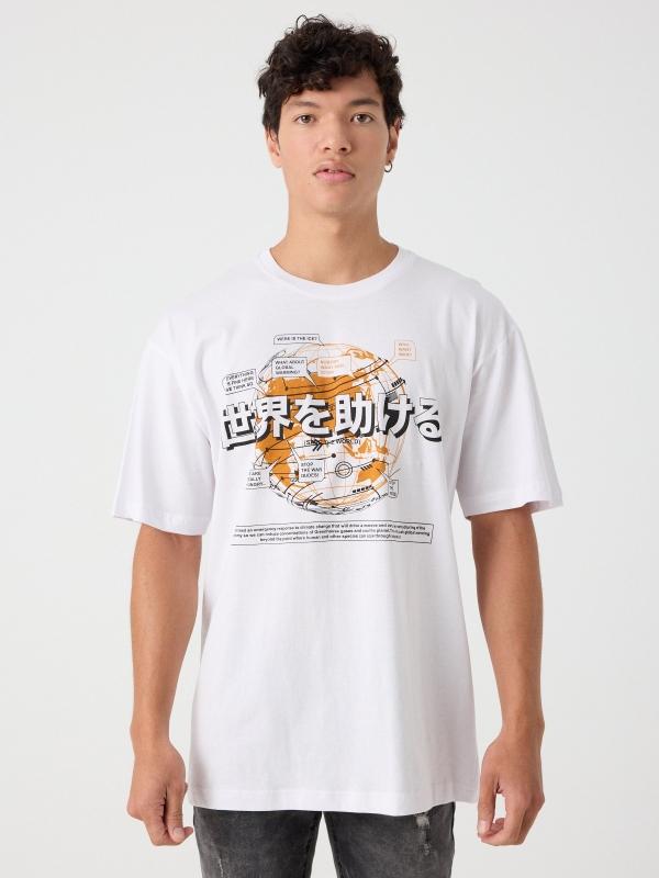 In side Camiseta blanca estampada