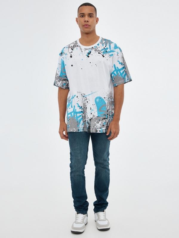 In Side Camiseta Blanca Estampado Graffiti