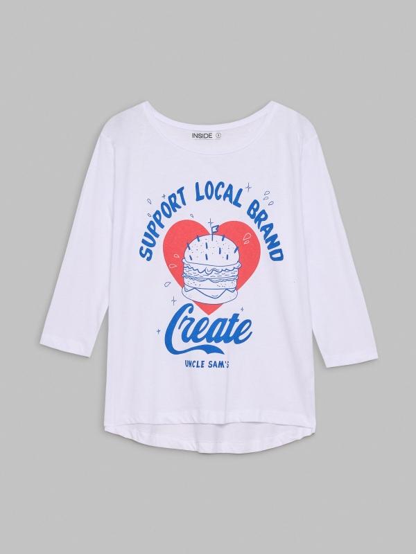 In Side Camiseta Blanca Manga 3/4