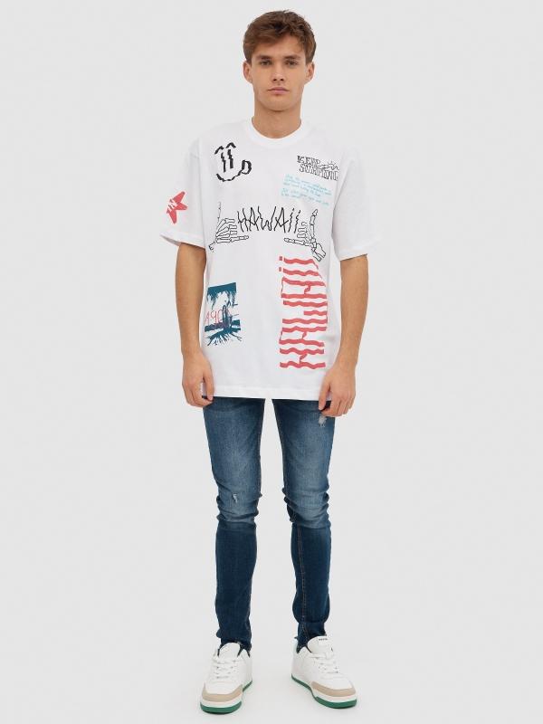 In Side Camiseta Calavera Hawaii