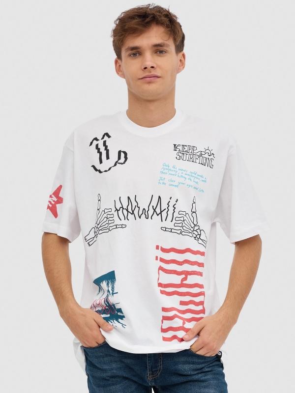 In side Camiseta calavera Hawaii