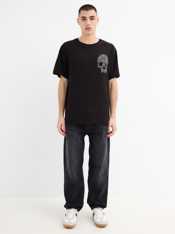 In Side Camiseta Calavera Texto Oversize