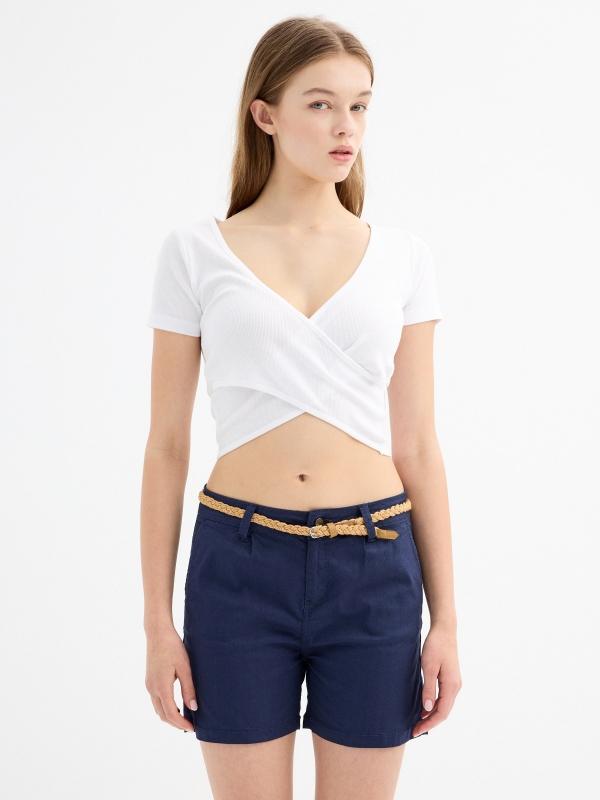 In side Camiseta canalé cruzada