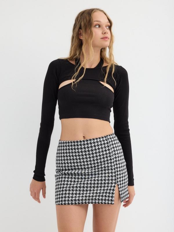 In side Camiseta canalé cut out