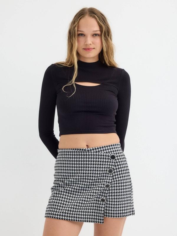 In side Camiseta canalé escote cut out