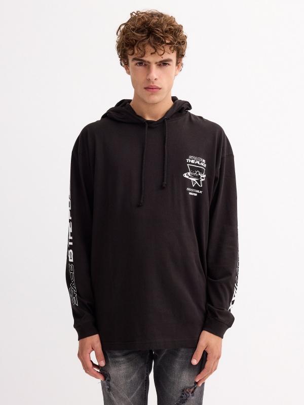In side Camiseta capucha print espacial
