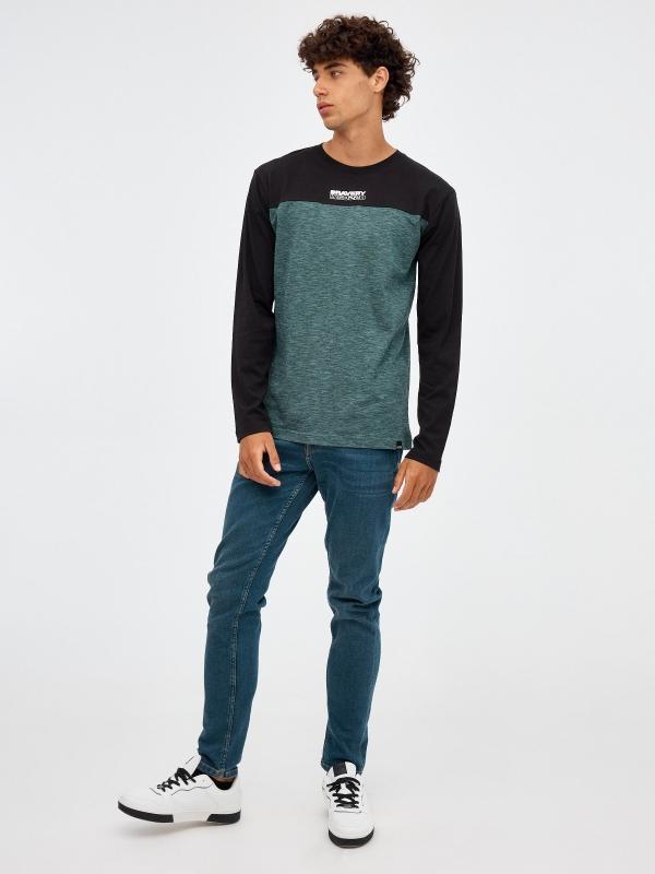 In Side Camiseta Color Block Con Texto