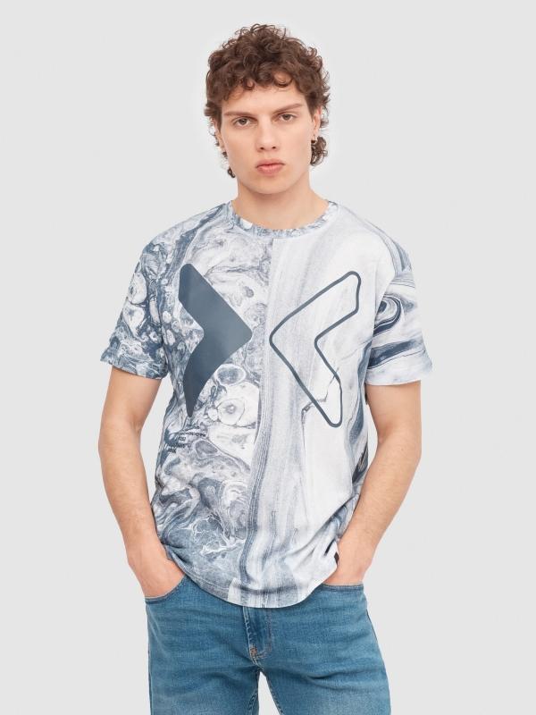 In side Camiseta contraste texturas